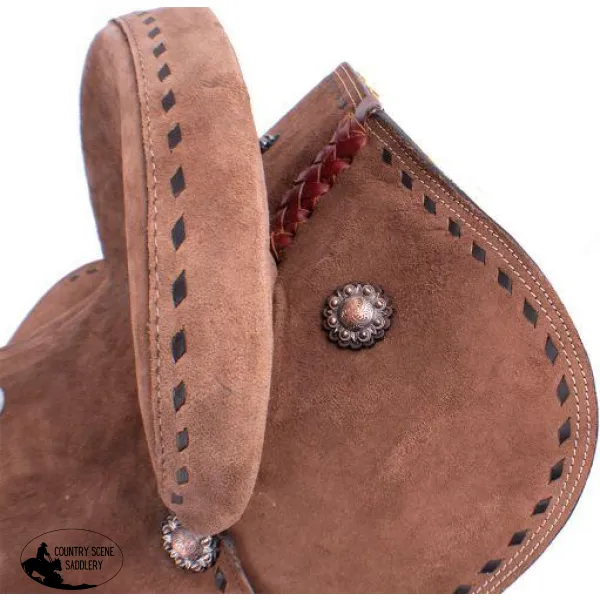 10" Double T  Youth Hard Seat Barrel style saddle with extra deep seat and buckstitch trim.