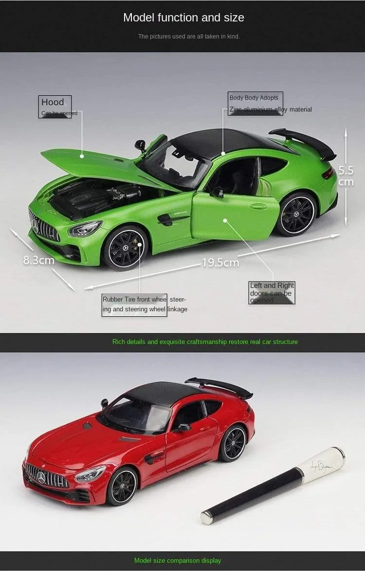 1:24 Mercedes-Benz AMG GT R Alloy Metal Diecast Cars Model Inital Toy Car Children Boy Toys collection toy tools gift