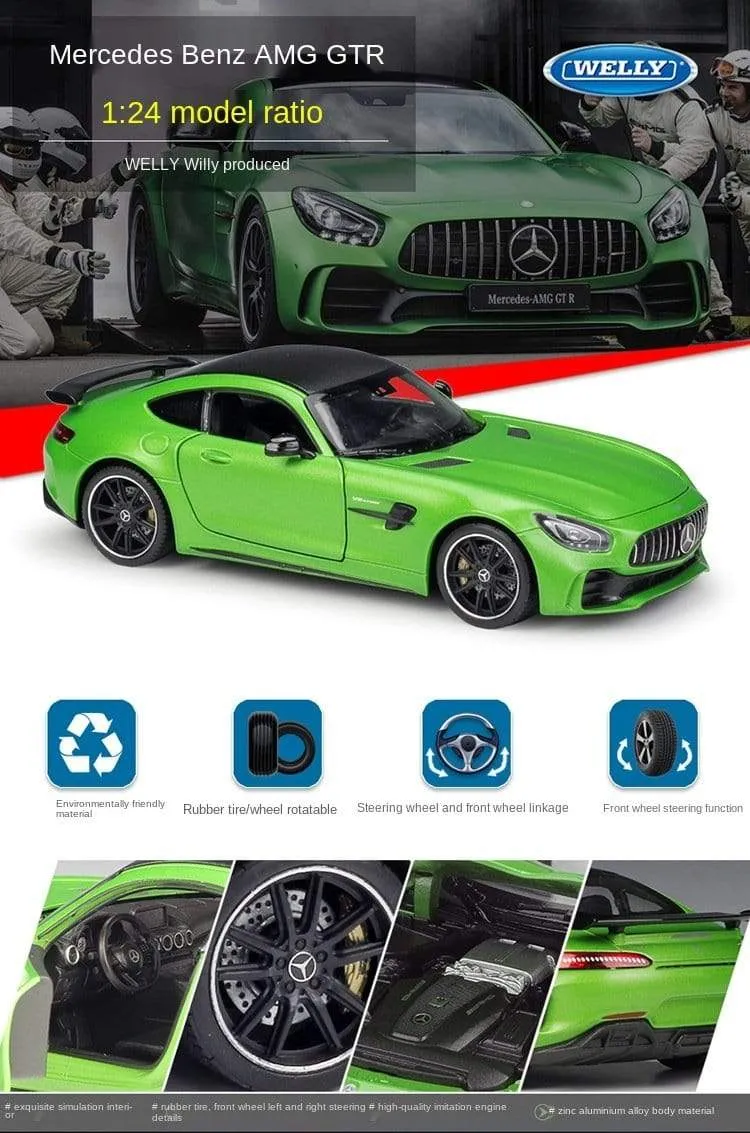 1:24 Mercedes-Benz AMG GT R Alloy Metal Diecast Cars Model Inital Toy Car Children Boy Toys collection toy tools gift