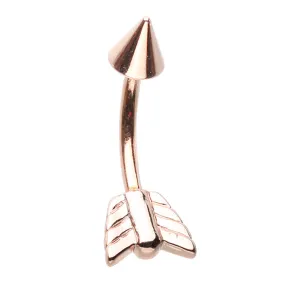 16g Petite Split Arrow Navel Ring with Rose Gold Plating