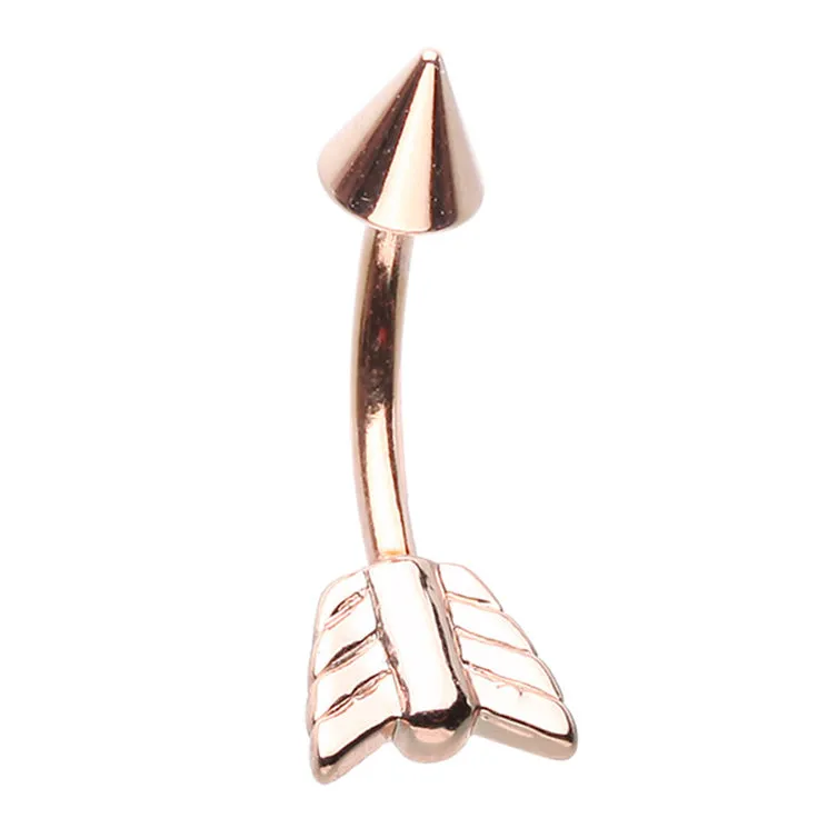 16g Petite Split Arrow Navel Ring with Rose Gold Plating