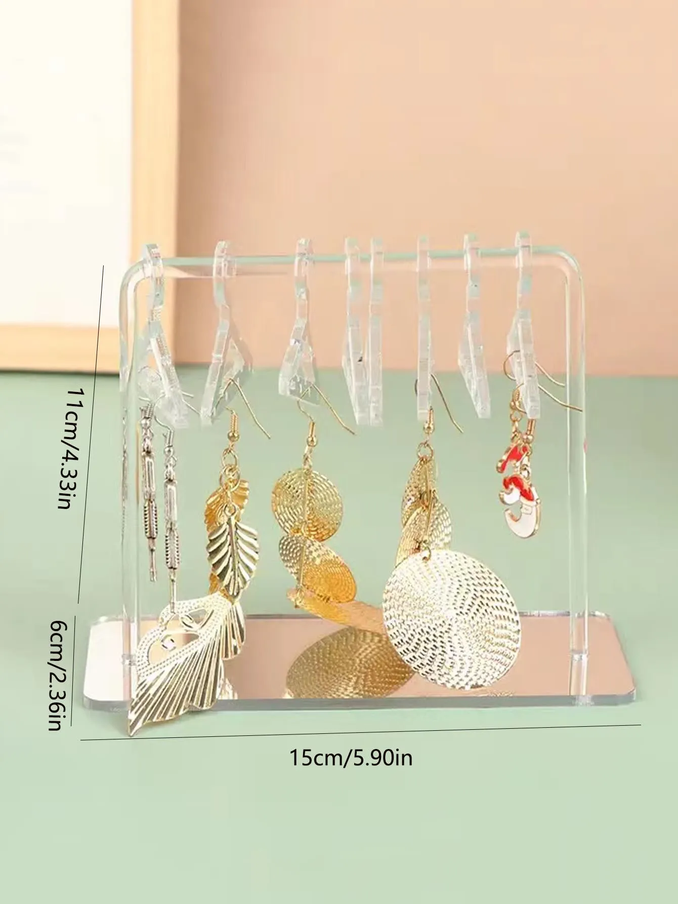 1pc Clear Clothes Hanger Design Jewelry Tower, Simple Plastic Earrings Storage Tower For Desk