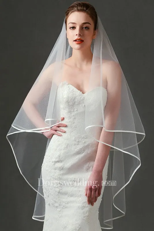 2018 Style Simple Ethereal Two Layered Tulle Wedding Veil - 810379