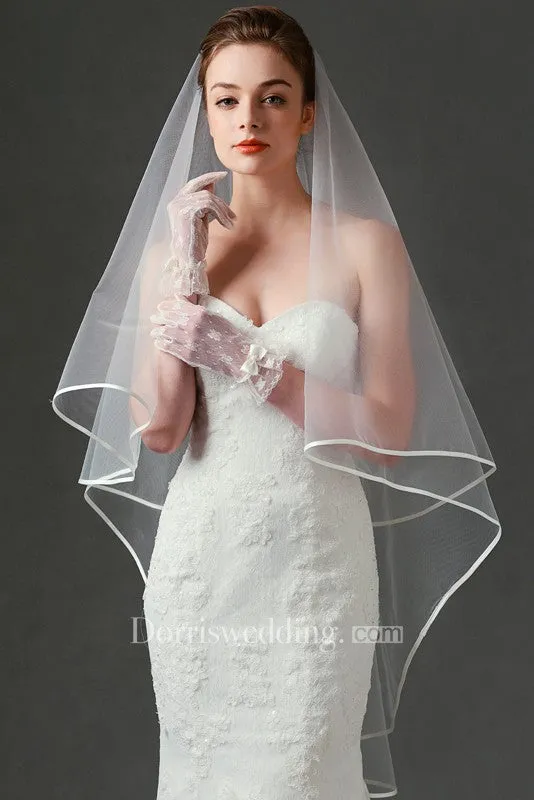 2018 Style Simple Ethereal Two Layered Tulle Wedding Veil - 810379