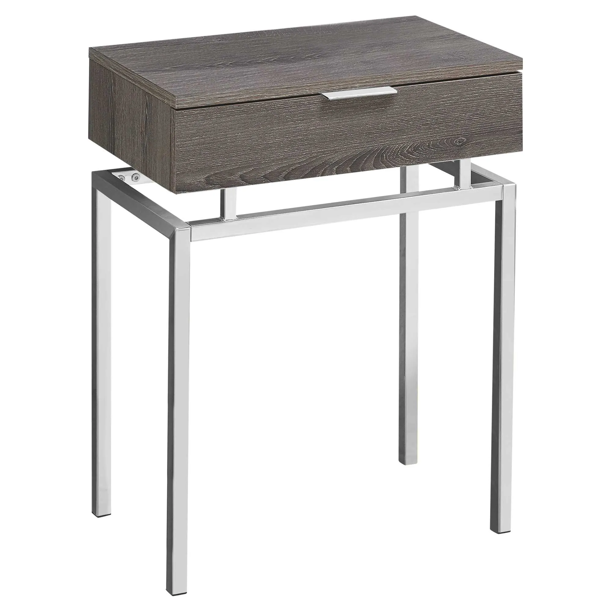 23" Silver And Deep Taupe End Table With Drawer By Homeroots