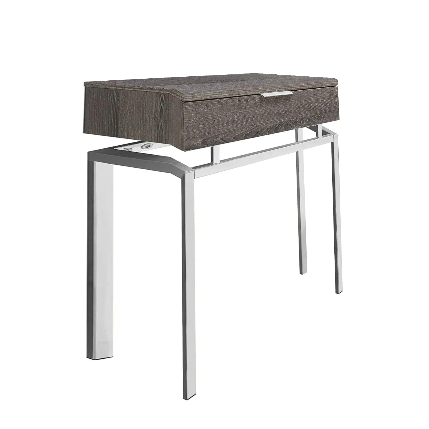 23" Silver And Deep Taupe End Table With Drawer By Homeroots