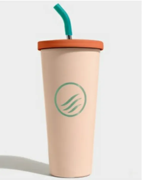 24 oz Insulated Steel Straw Tumbler - Black and Peach