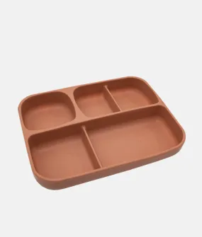 5 Compartments Toddler Silicone Suction Plate - Dark Beige