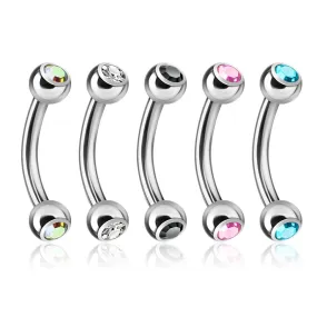 5 Pcs Value Pack Press Fit Double Gemmed Mixed Color 316L Surgical Steel WildKlass Eyebrow Curve Ring