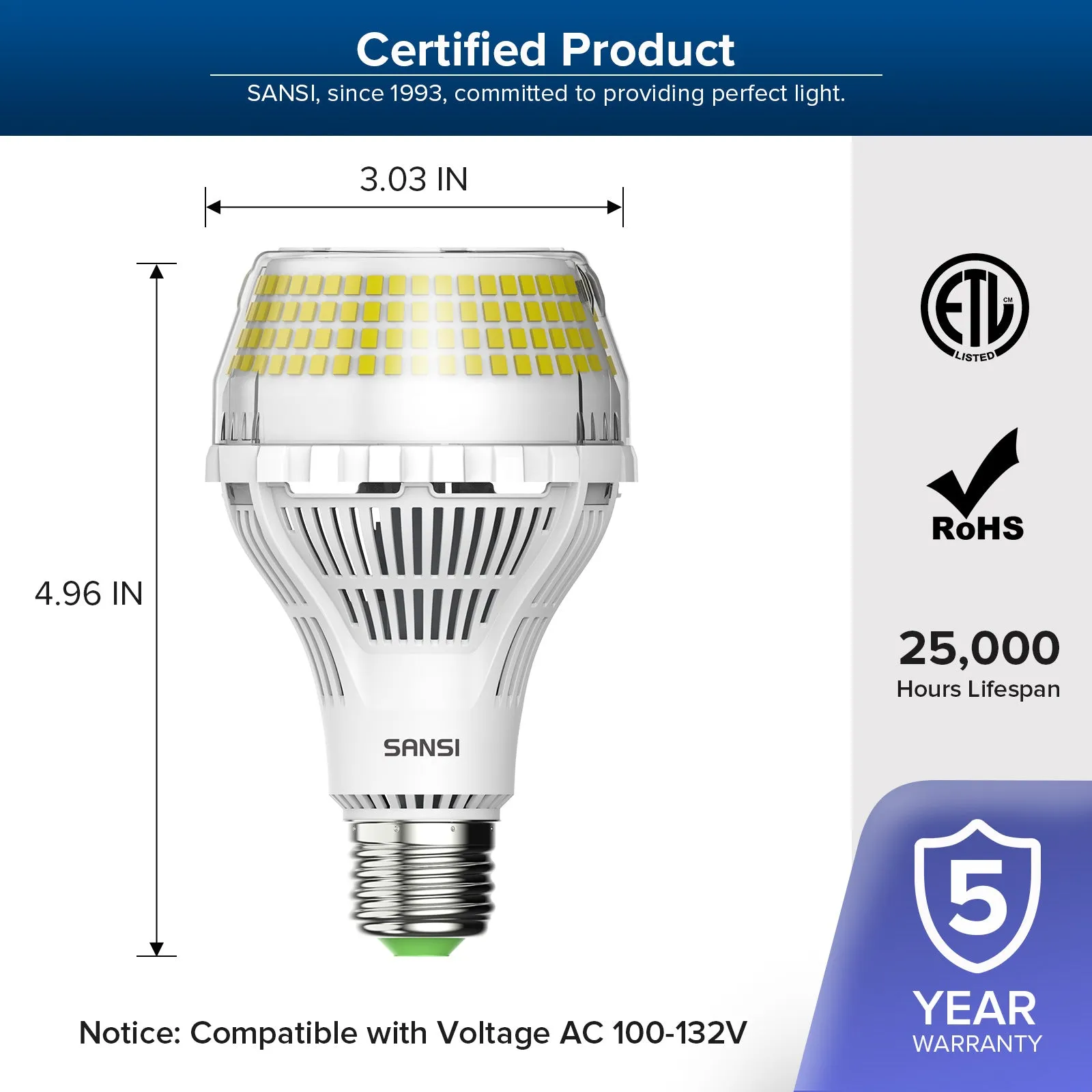 A21 40W LED 5000K Light Bulb (US/CA ONLY)