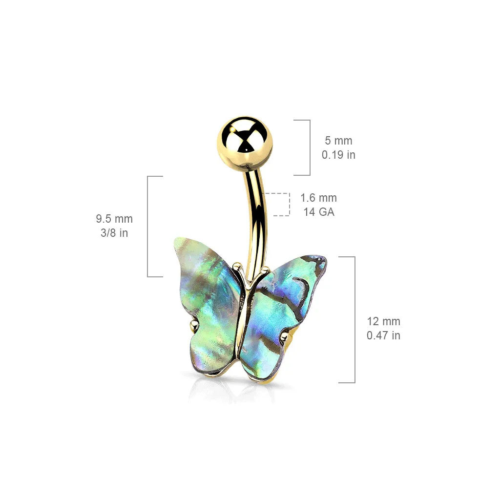 Abalone Shell Butterfly Belly Ring