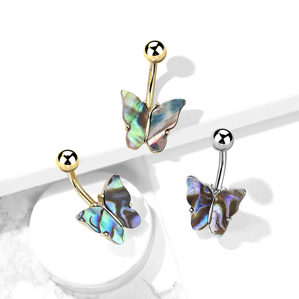 Abalone Shell Butterfly Belly Ring