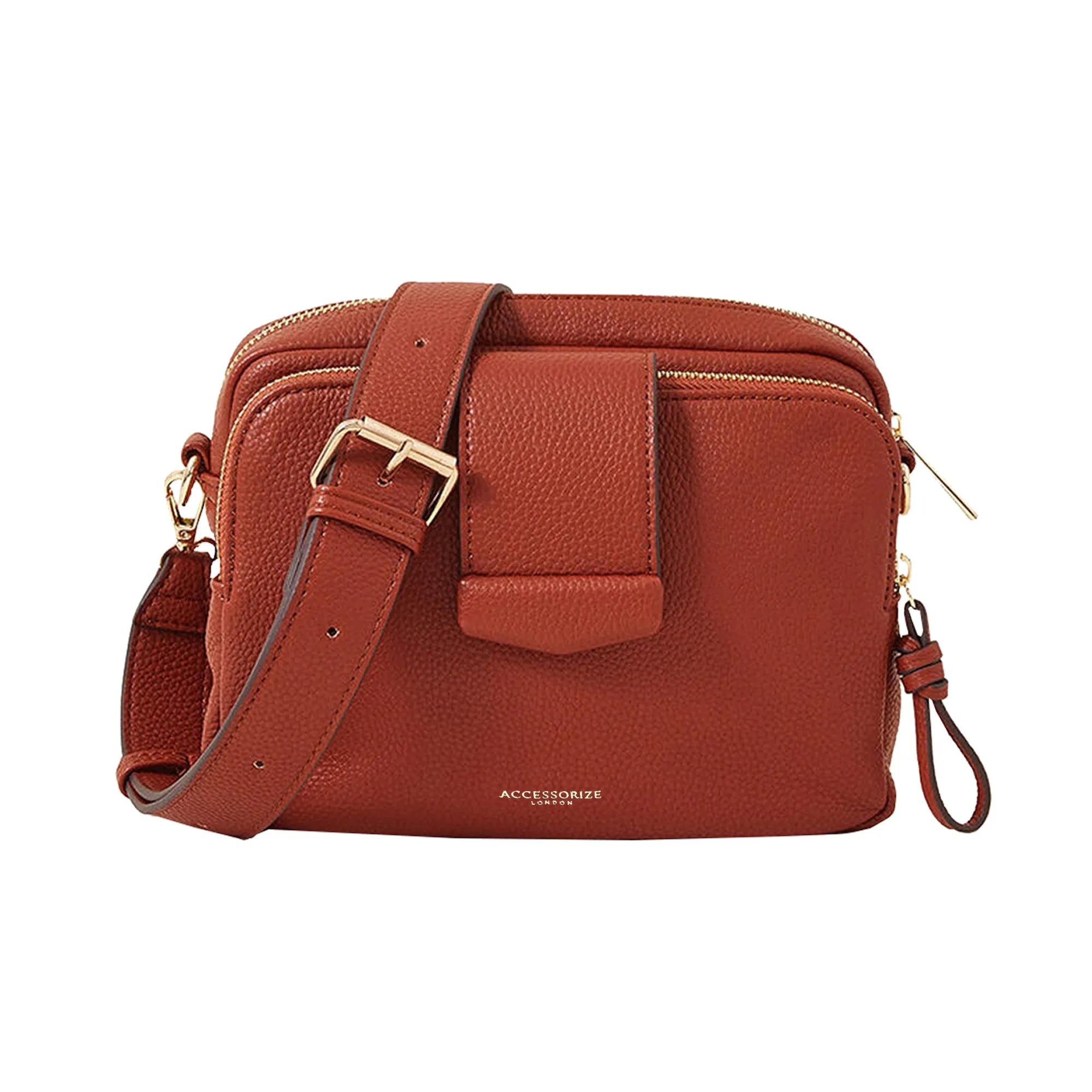 Accessorize London Women's Rust Functional Cross-Body Bag