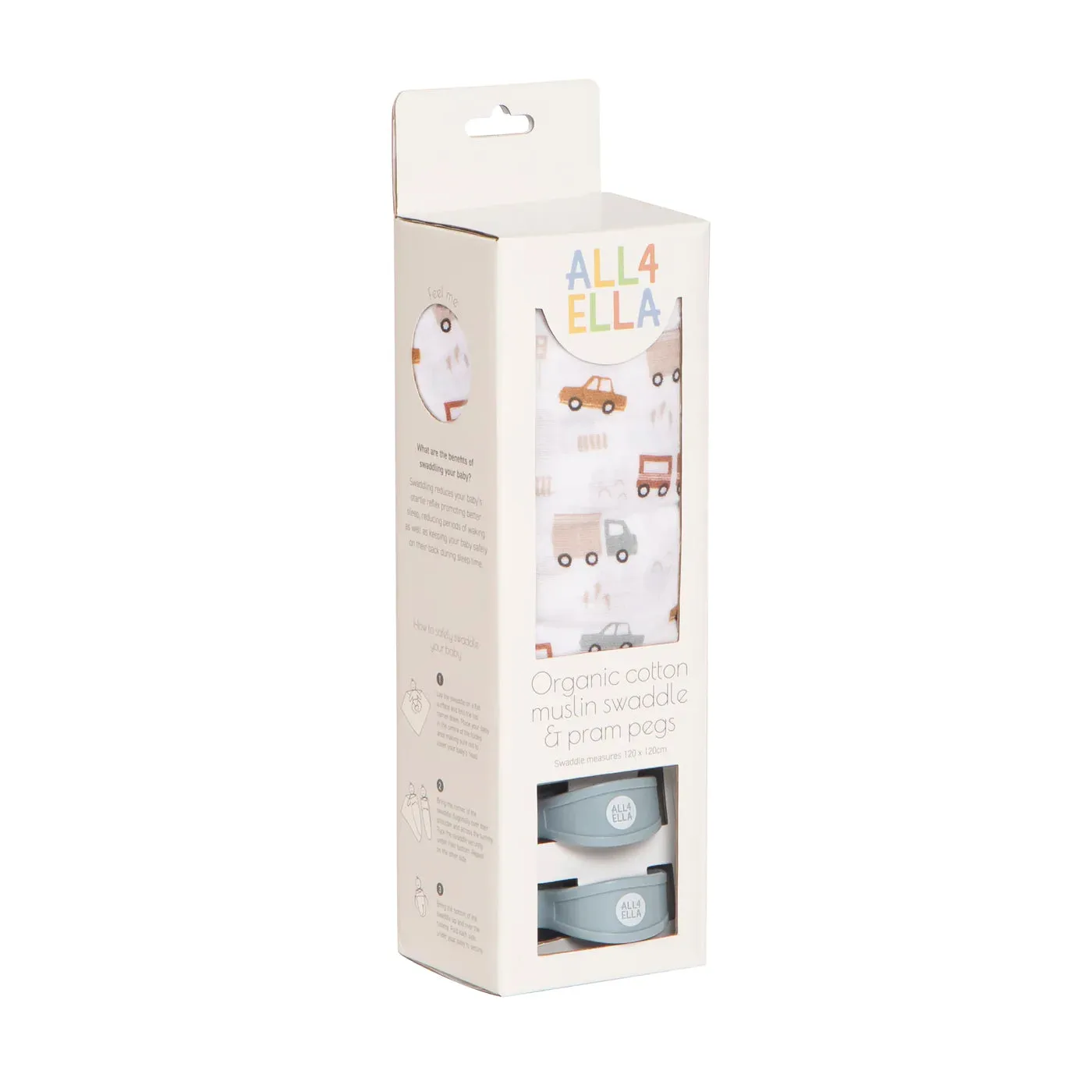 All 4 Ella - Muslin & 2 Pram Peg Box Set - Trucks