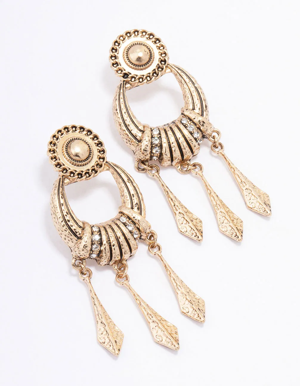 Antique Gold Door Knocker Drop Earrings