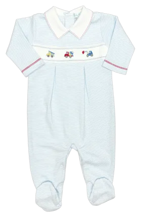 Baby Threads Tractor Smocked Footie