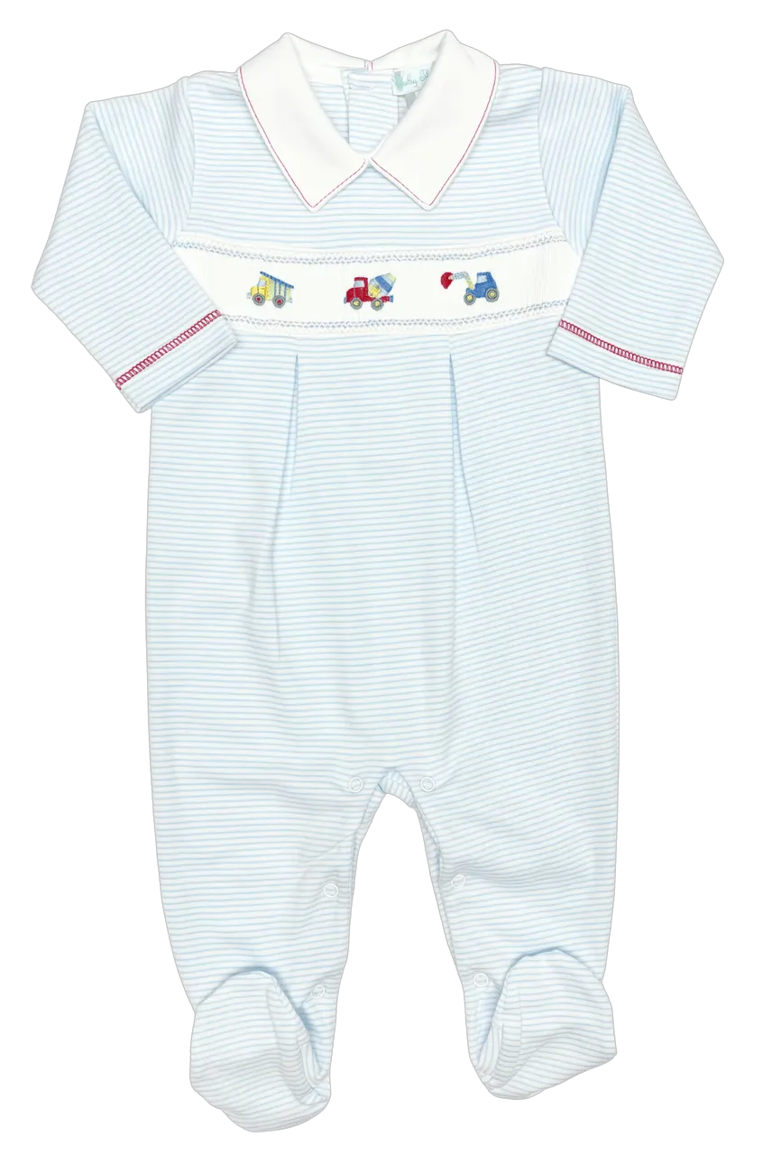 Baby Threads Tractor Smocked Footie