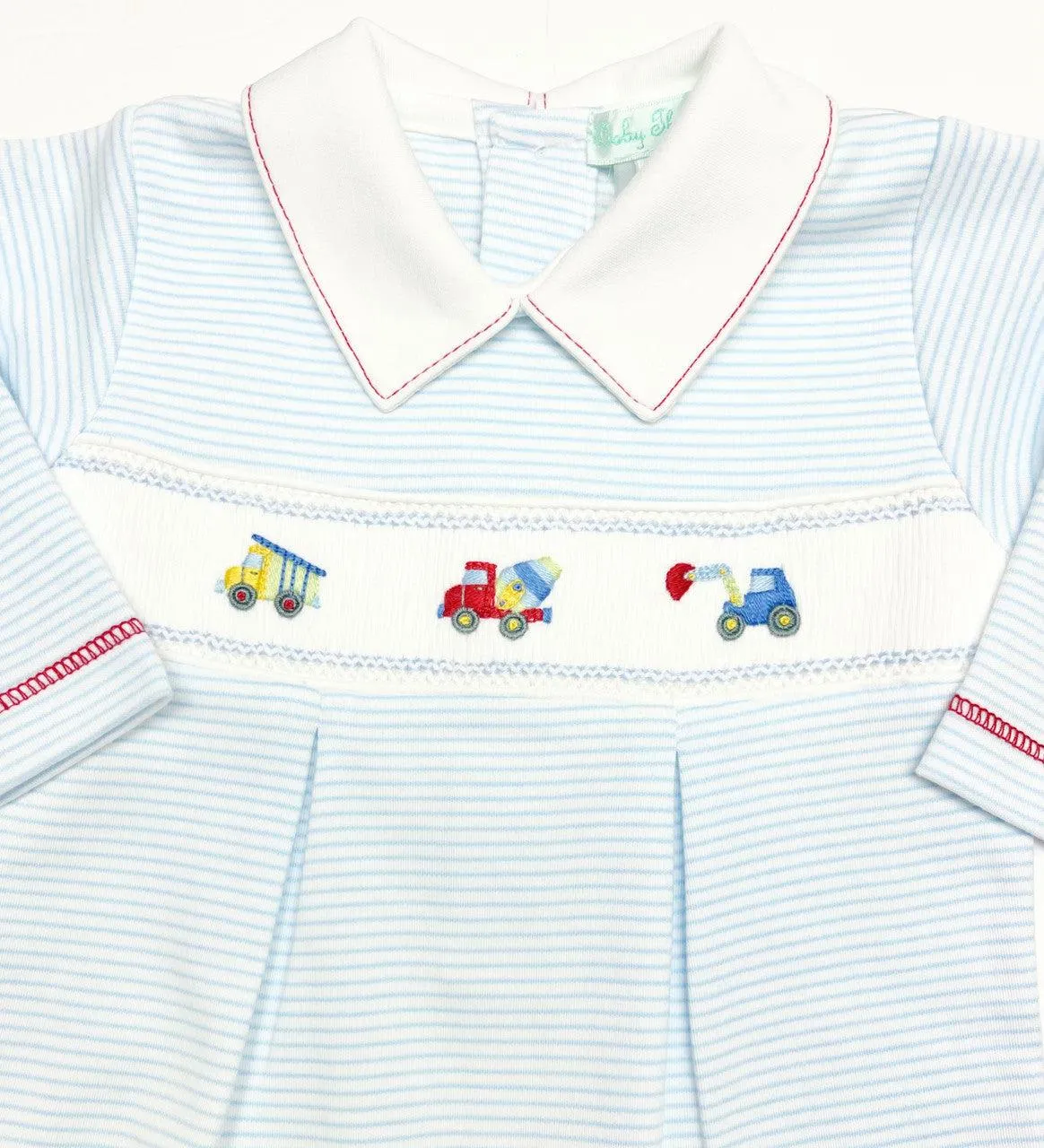 Baby Threads Tractor Smocked Footie