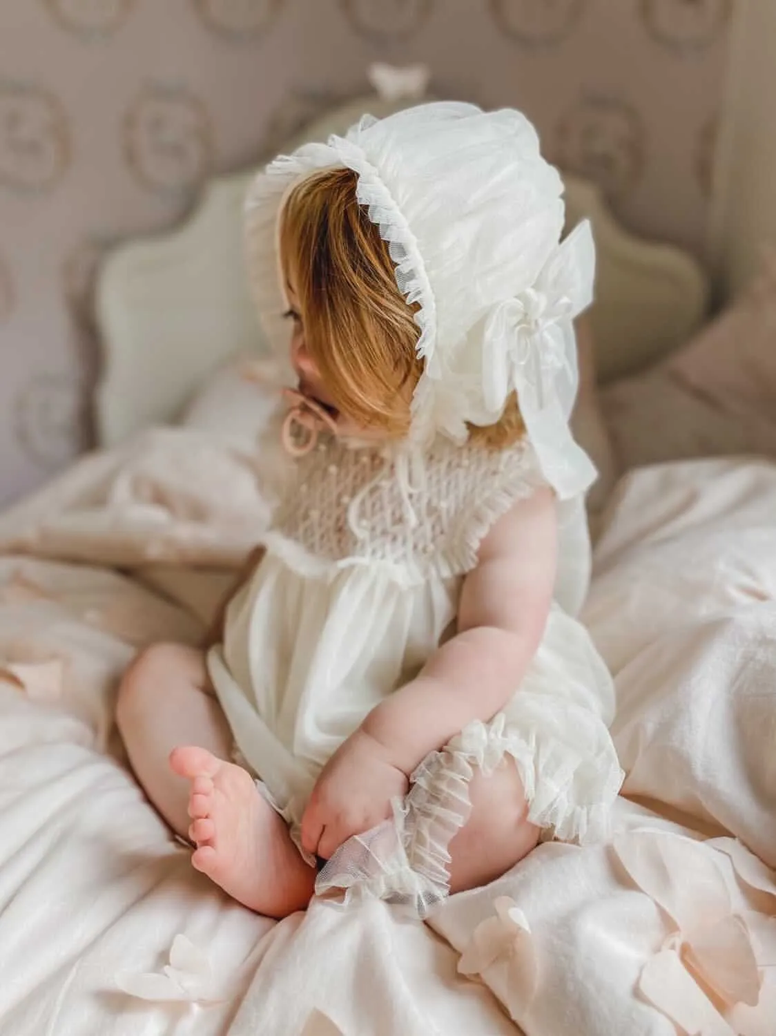 Bella Buttermilk Tulle Bonnet