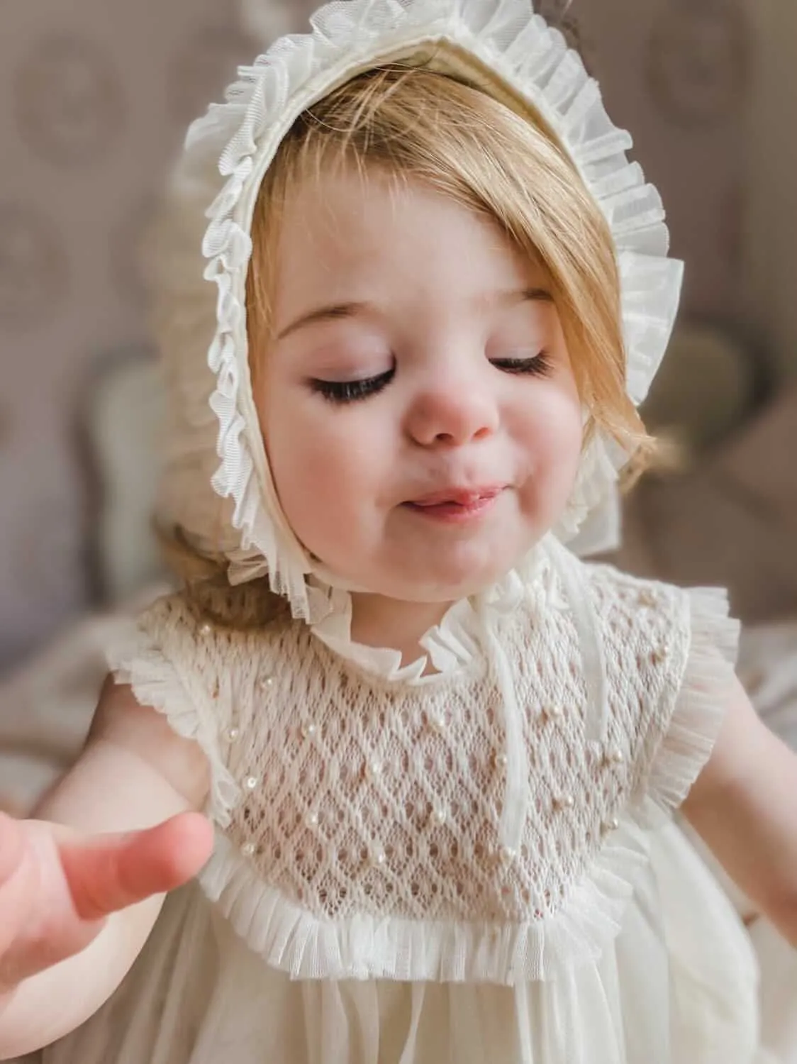 Bella Buttermilk Tulle Bonnet