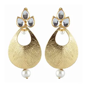 Bhavi Jewels Gold  Plated Kundan Stone Dangler Earrings