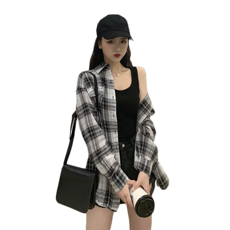 Black and white plaid shirt KF9207