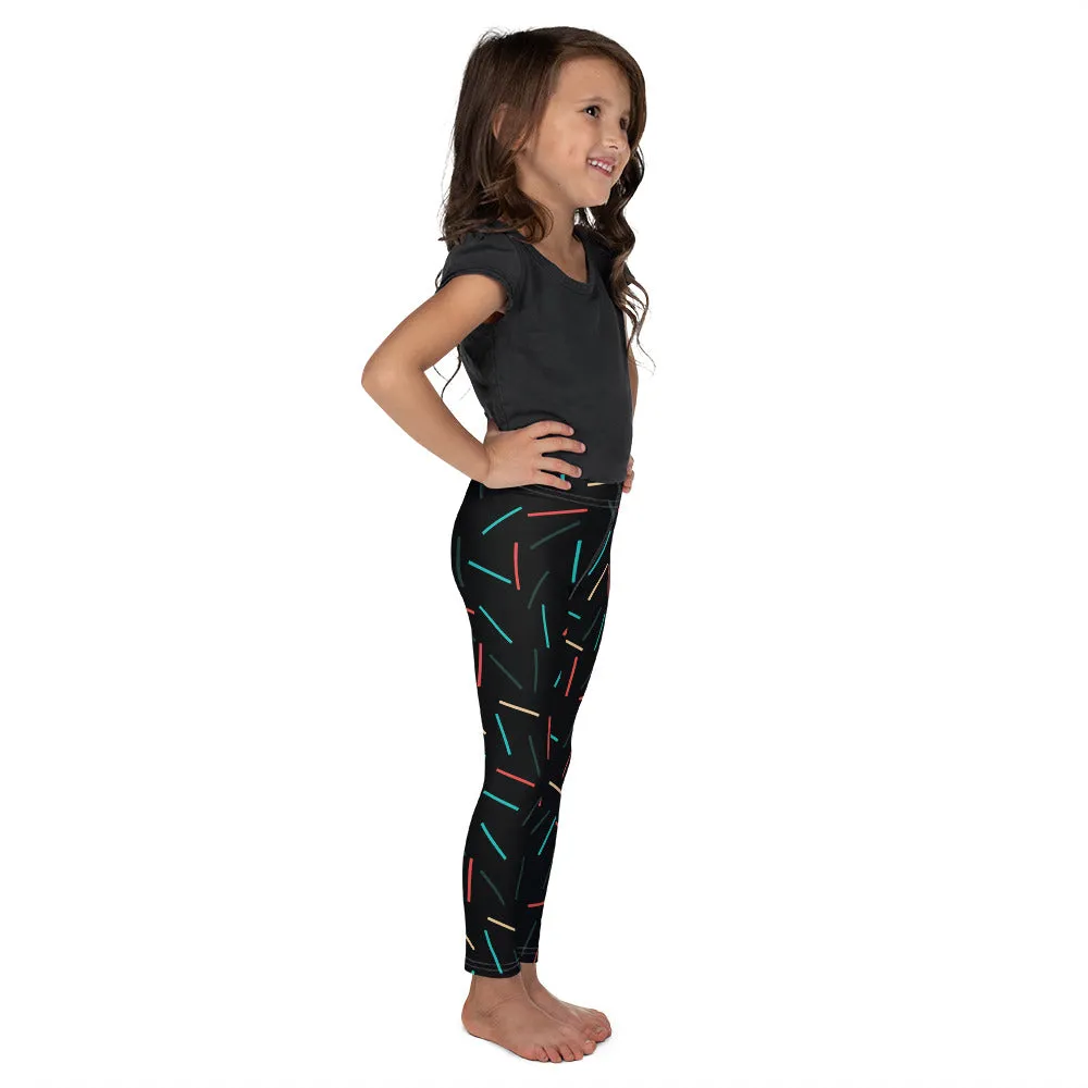 Black Birthday Sprinkled Kid's Leggings, Birthday Girl or Boy Kid's Fitness Tights-Made in USA/EU/MX