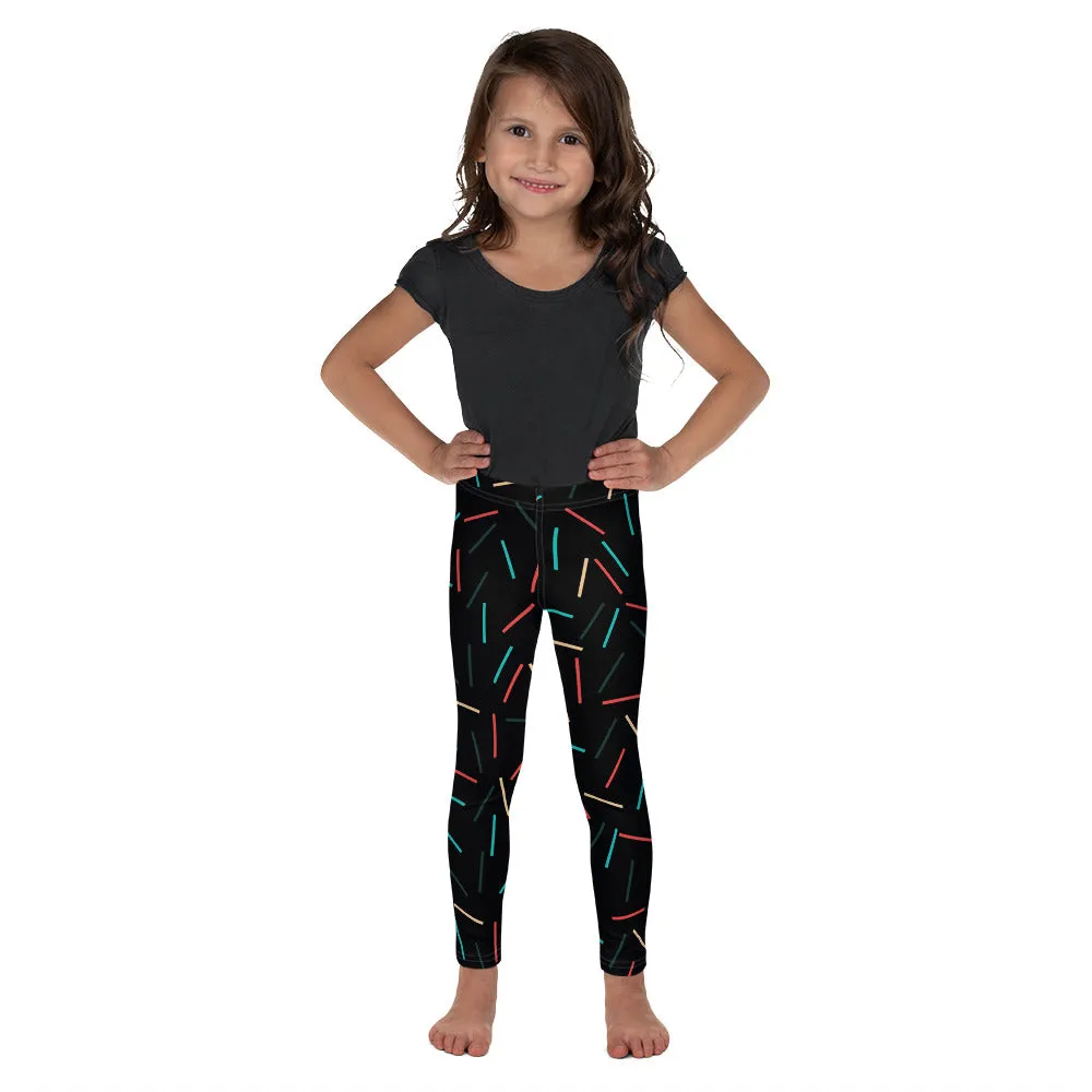 Black Birthday Sprinkled Kid's Leggings, Birthday Girl or Boy Kid's Fitness Tights-Made in USA/EU/MX