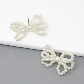 Bow Pearl Beaded Stud Earrings