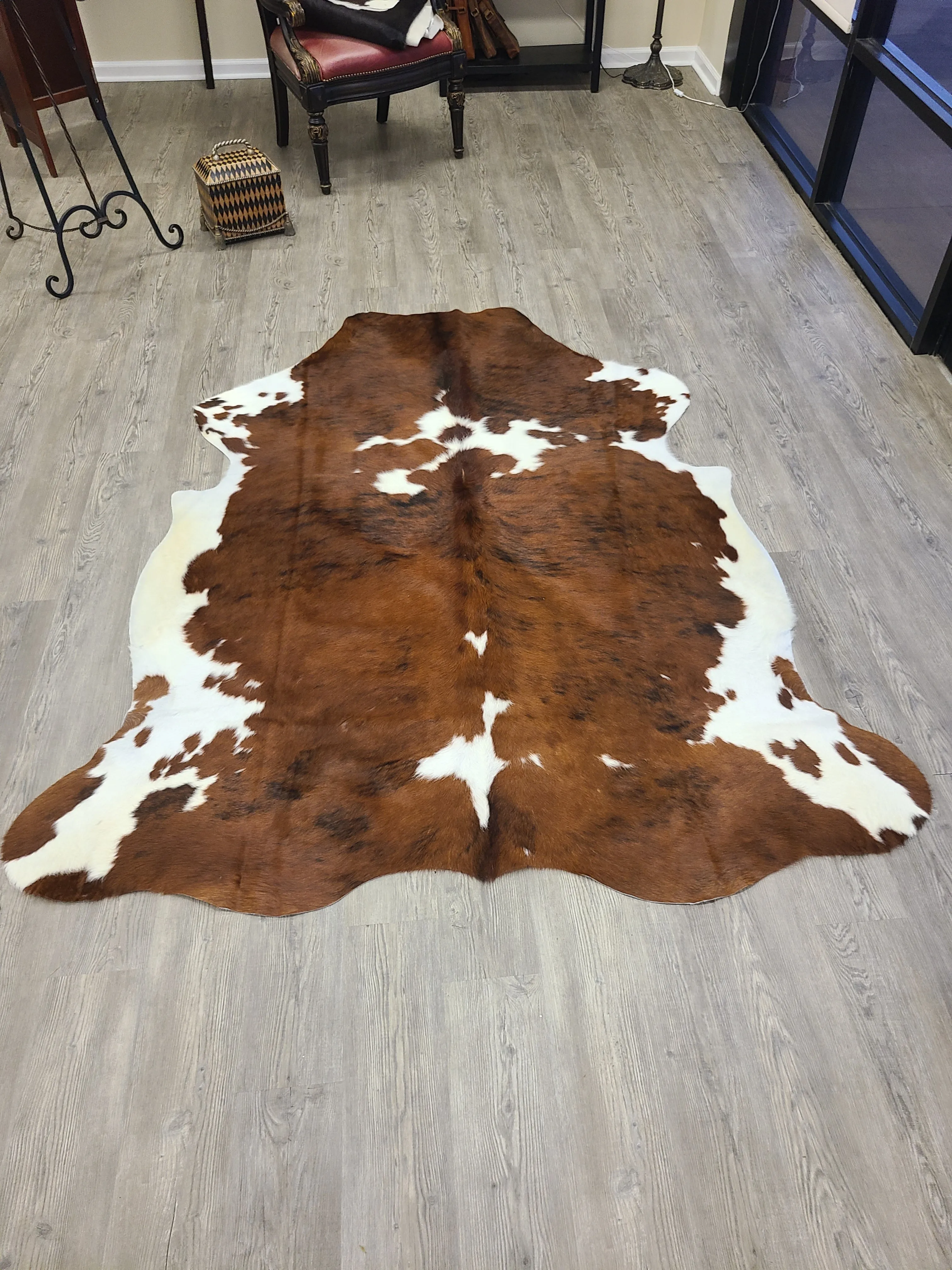 Brazilian Cowhide Rug - Brown & White Spotted - 8 ft x 6 ft