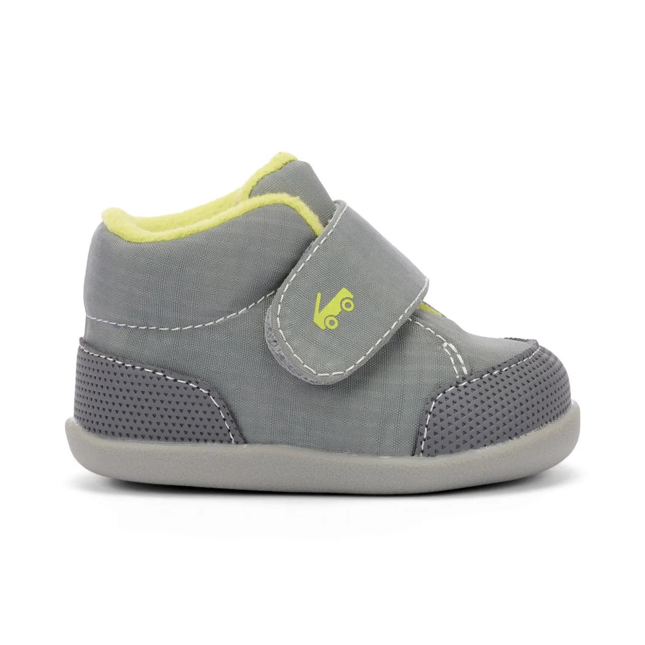 Casey (First Walker) Infant Bootie -  Gray/Lime