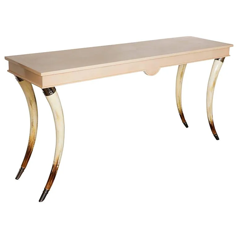 Contemporary Modern Theodore Alexander Faux Horn 'Kyloe' Console