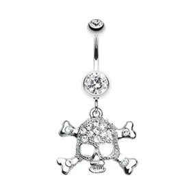 Crystallised Demonic Skull Belly Bar