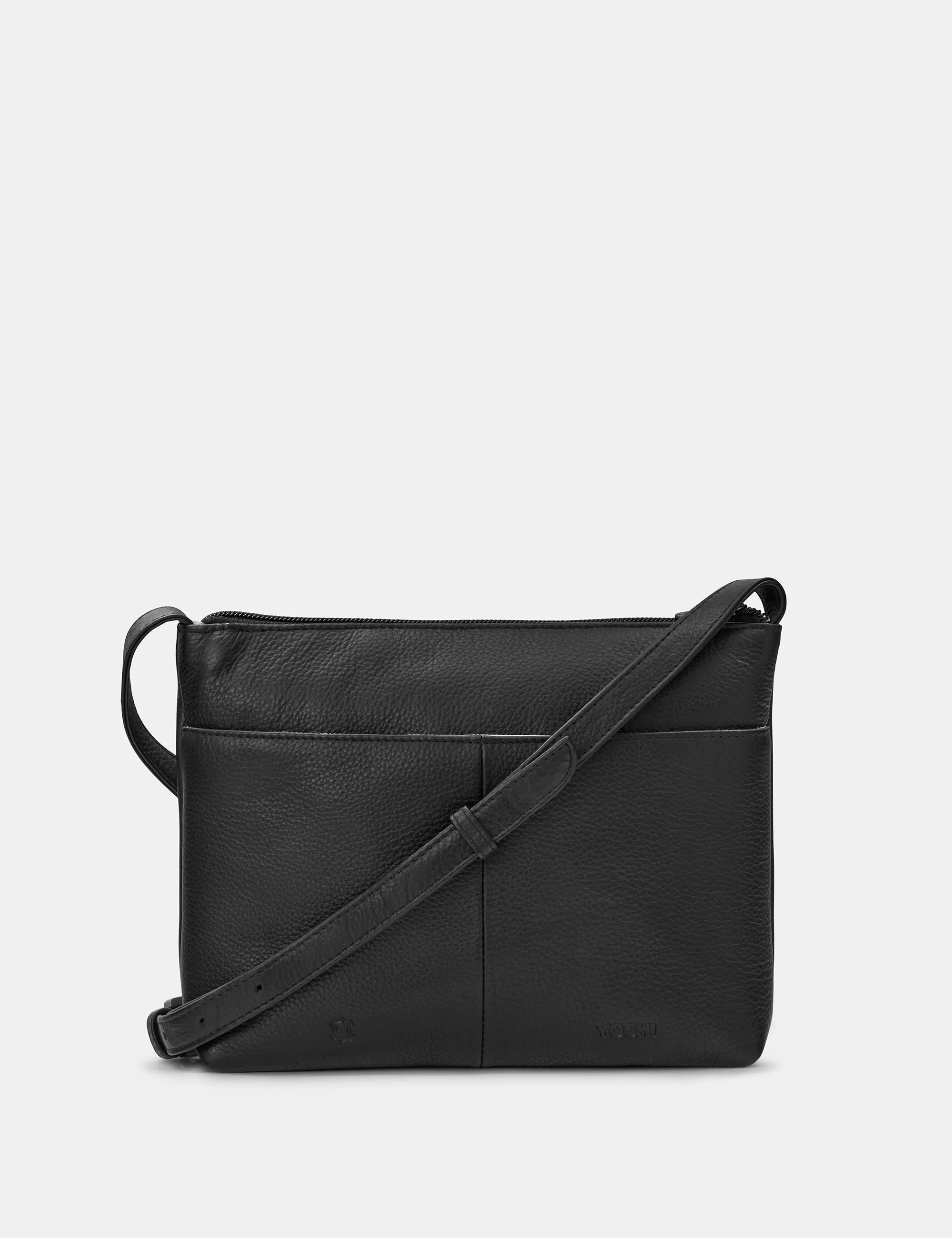 Dog Walk Black Leather Cross Body Bag