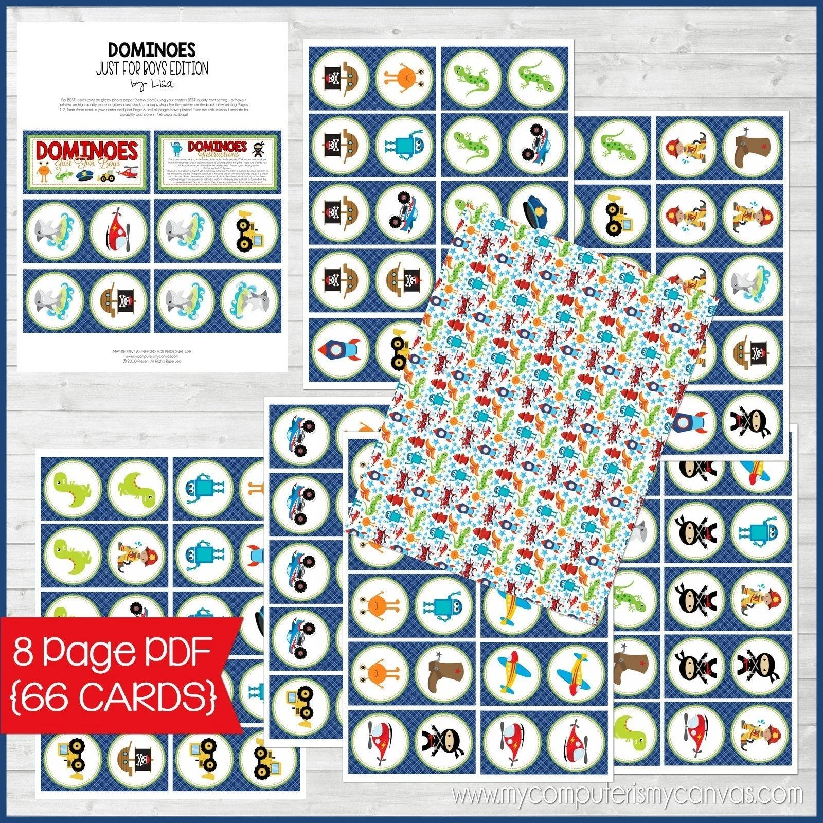 DOMINOES Game {Just for Boys} PRINTABLE