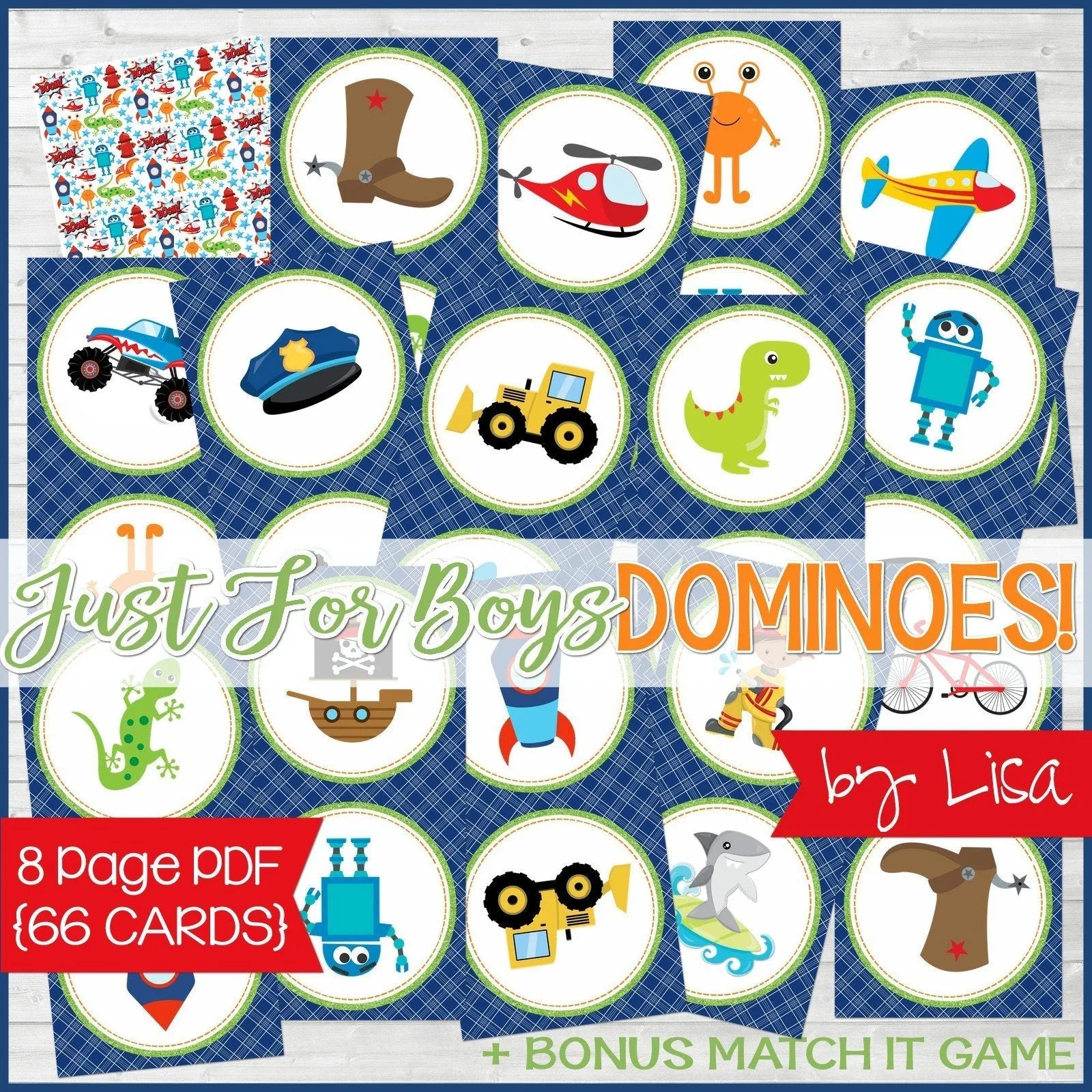 DOMINOES Game {Just for Boys} PRINTABLE