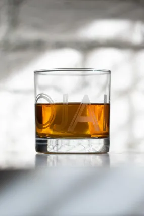 Etched Whiskey Glass