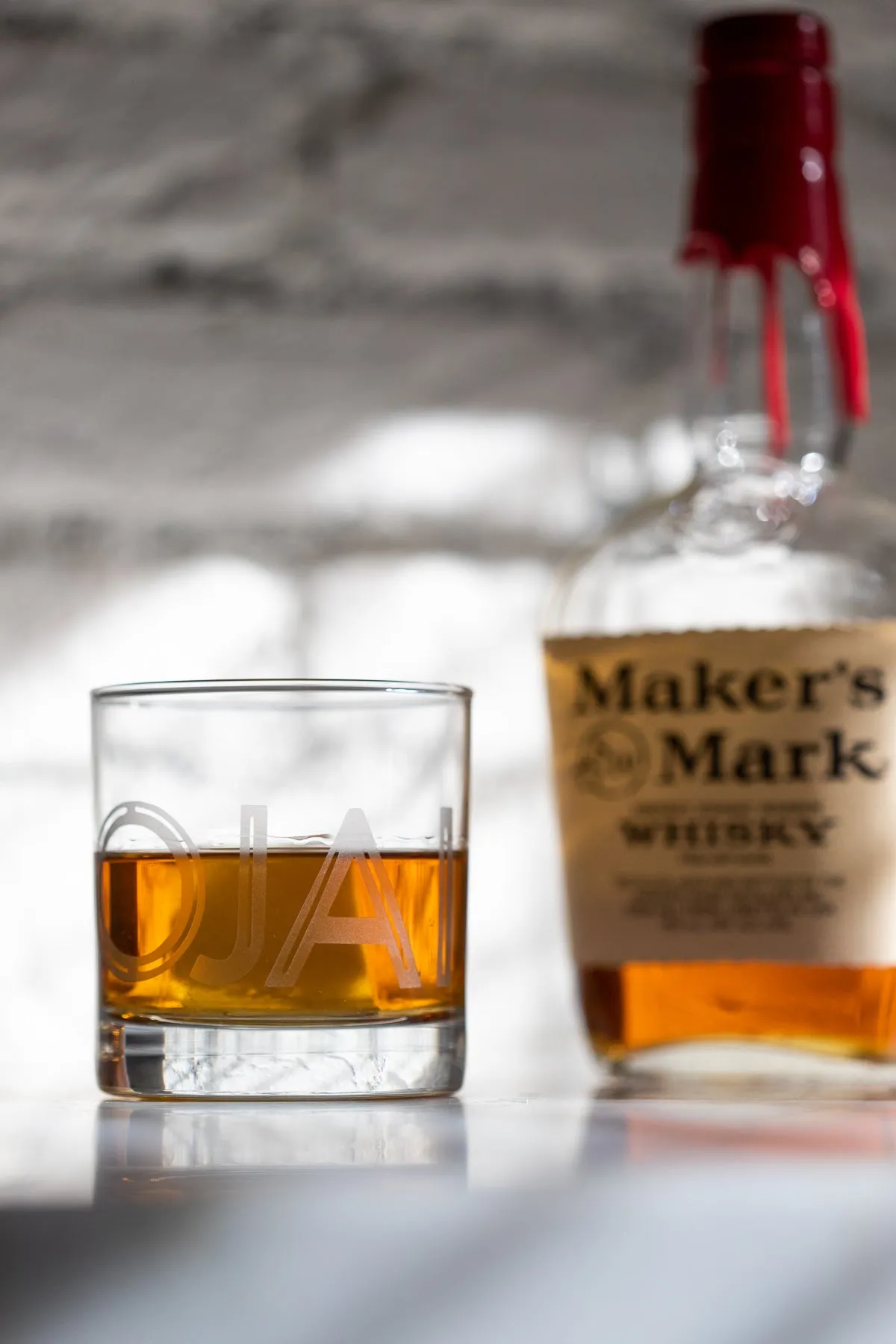 Etched Whiskey Glass