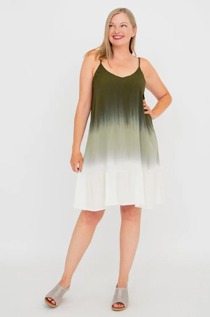 Ettie Dress, Green Dip-Dye