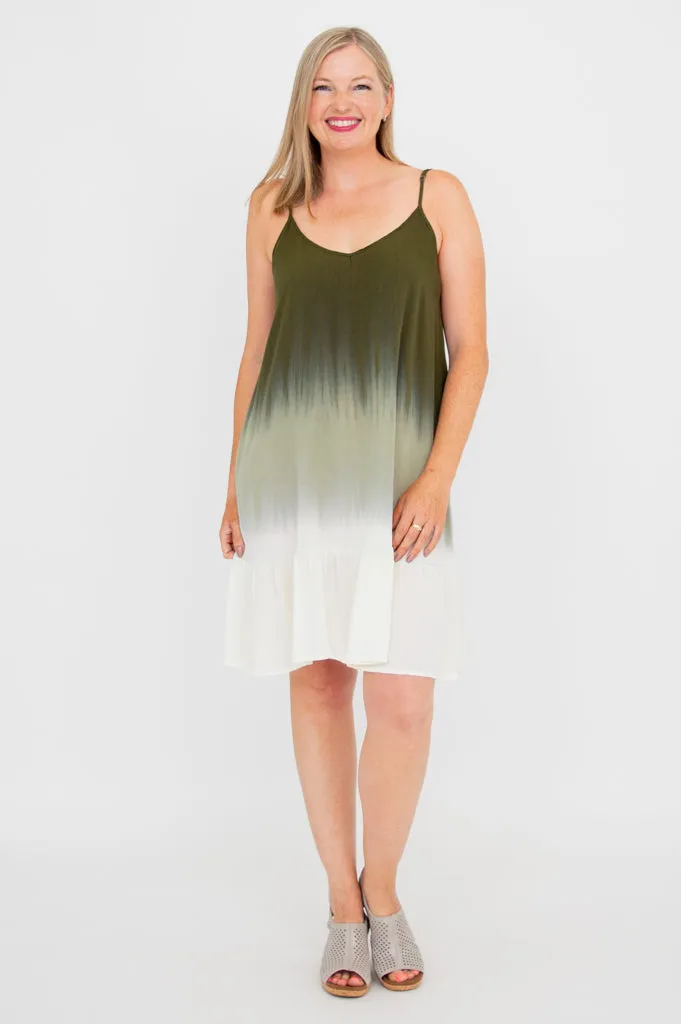 Ettie Dress, Green Dip-Dye