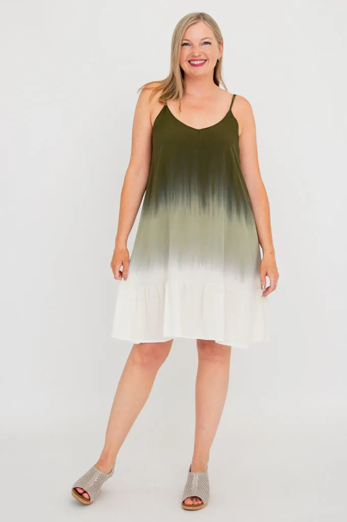 Ettie Dress, Green Dip-Dye