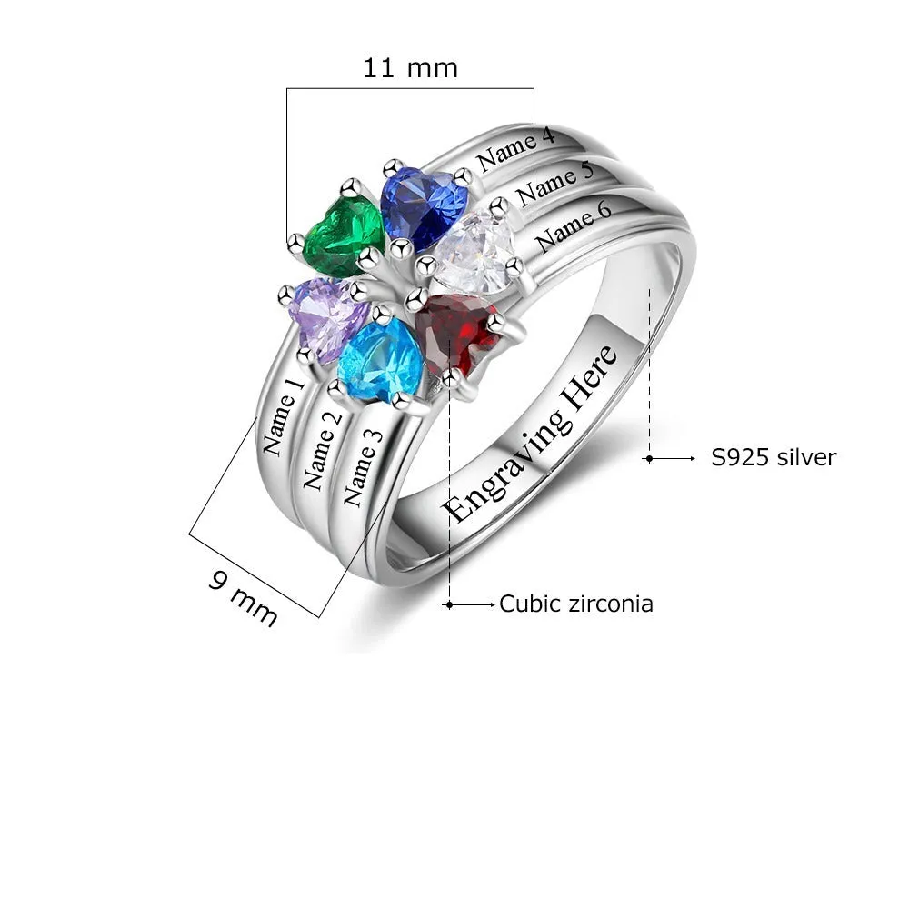 Family and Friend 6 Birthstone Ring