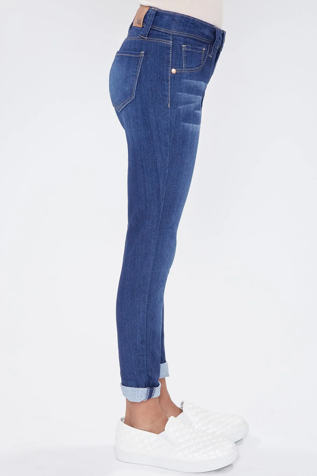 Girls Optional Cuff Denim Skinny Jeans