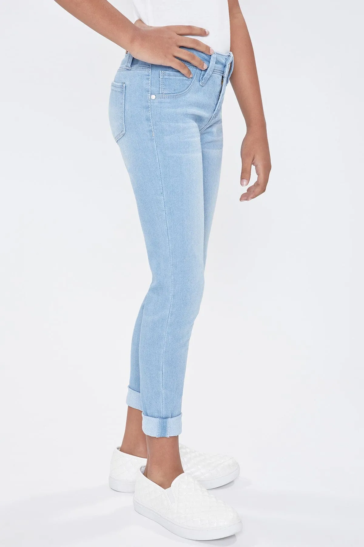 Girls Optional Cuff Denim Skinny Jeans