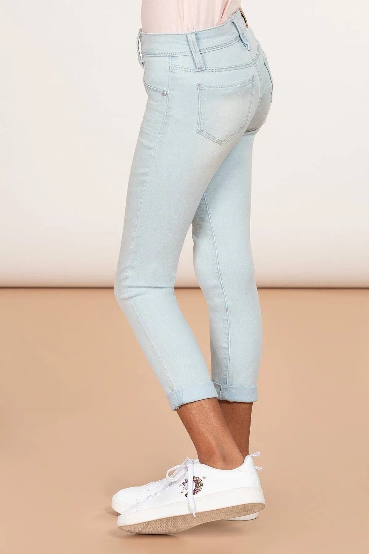 Girls Optional Cuff Denim Skinny Jeans