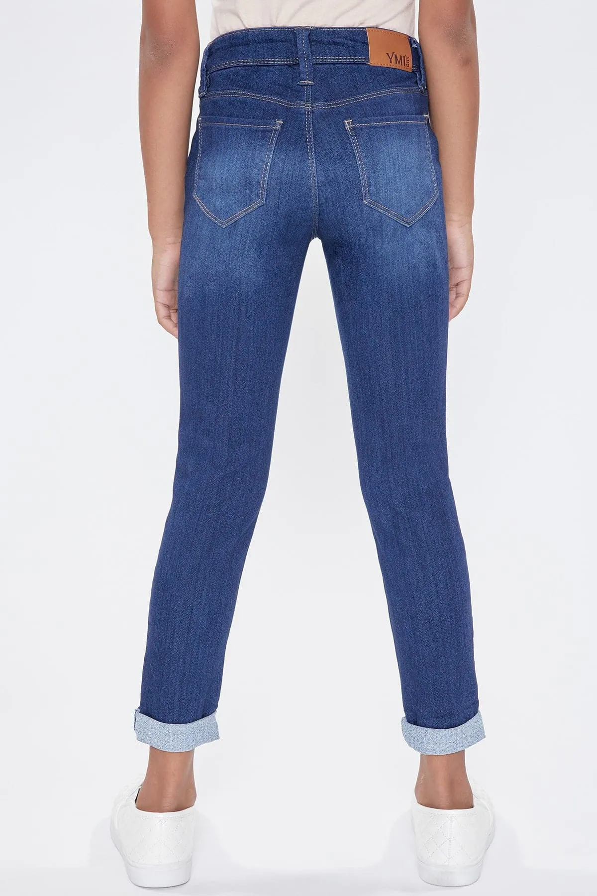 Girls Optional Cuff Denim Skinny Jeans