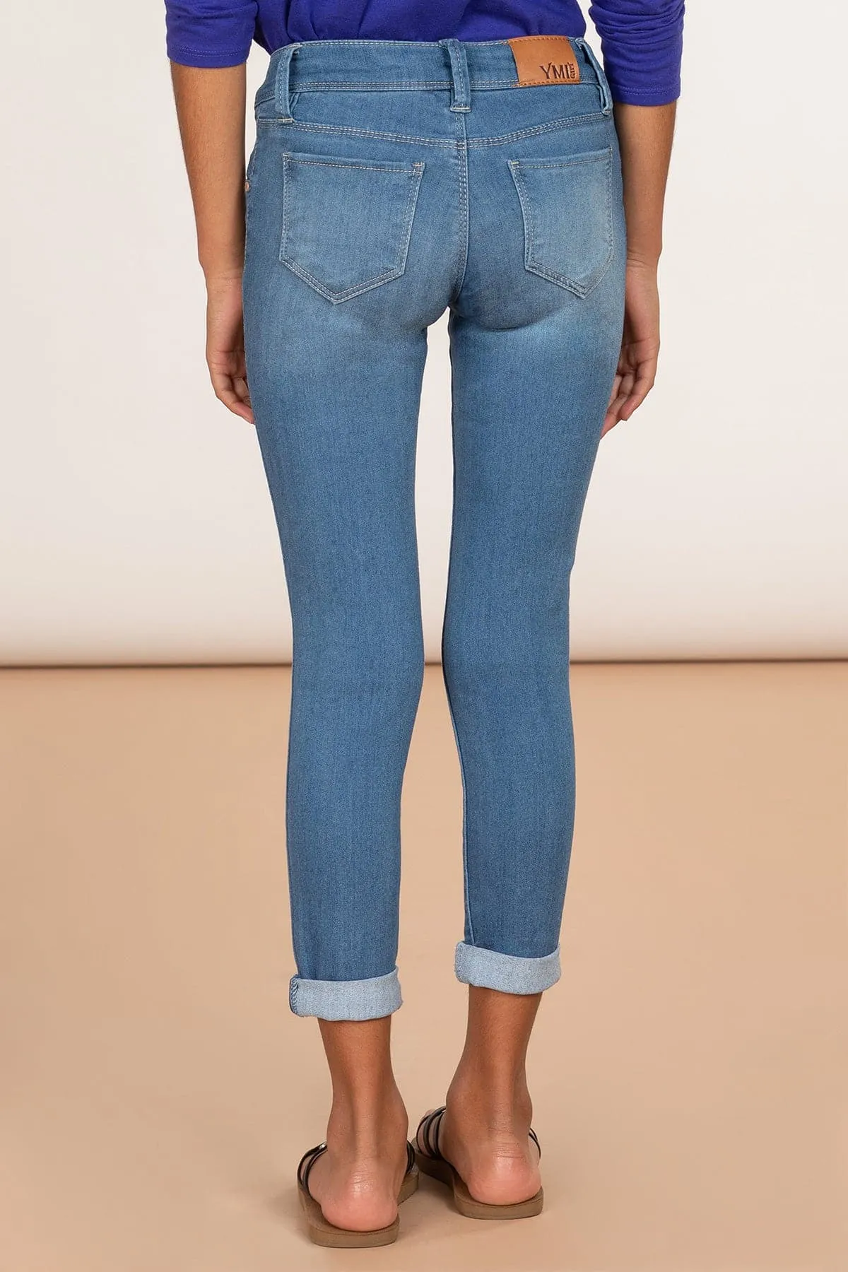 Girls Optional Cuff Denim Skinny Jeans