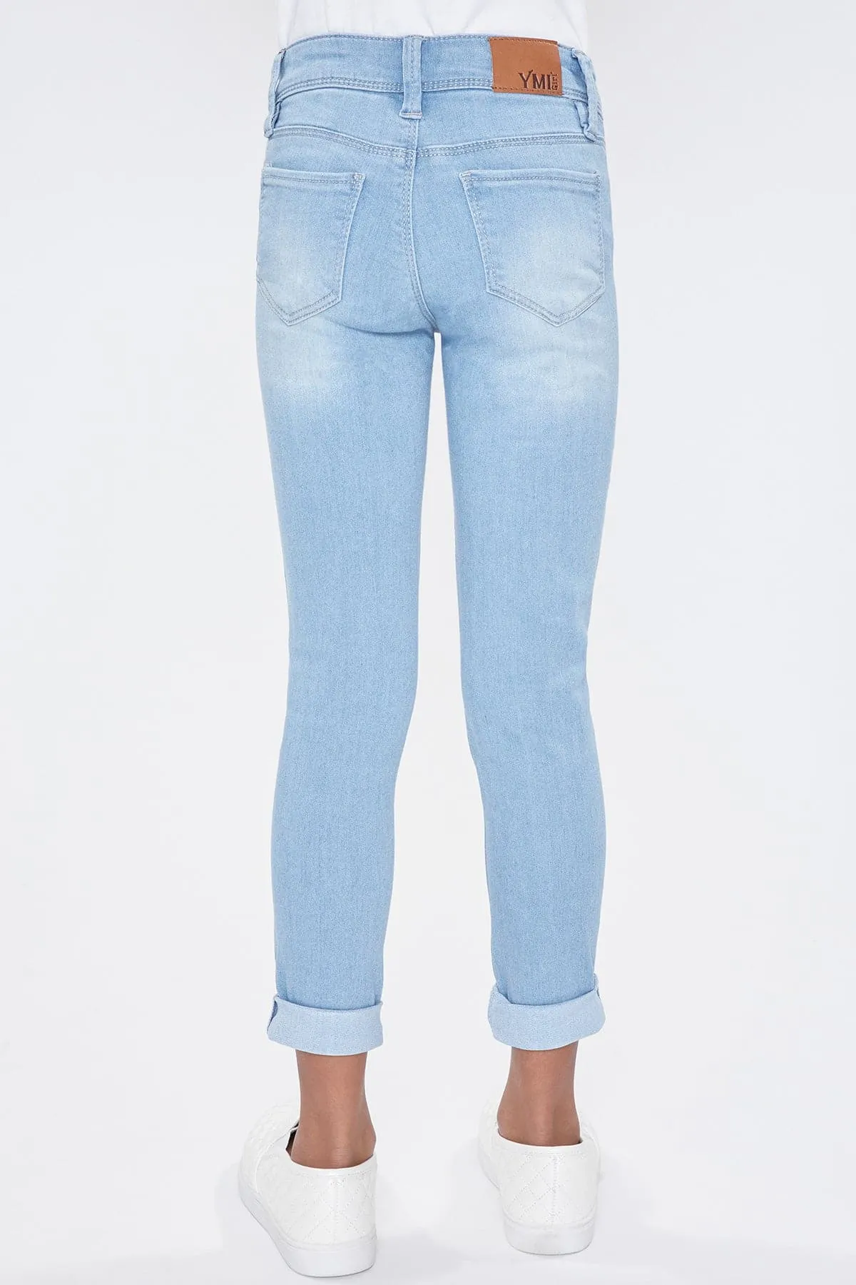 Girls Optional Cuff Denim Skinny Jeans