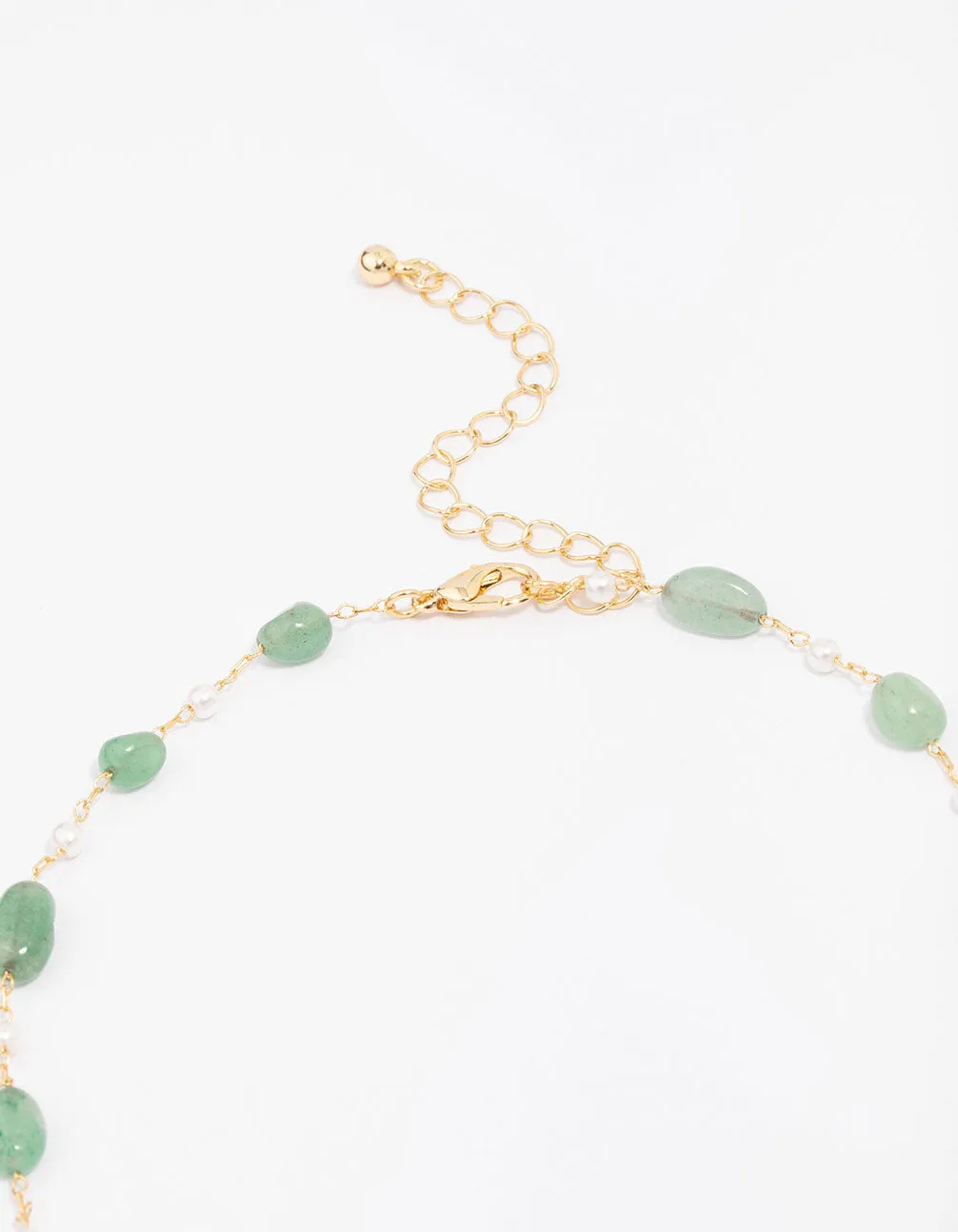 Gold Plated Alternating Semi-Precious Stone Chain Necklace