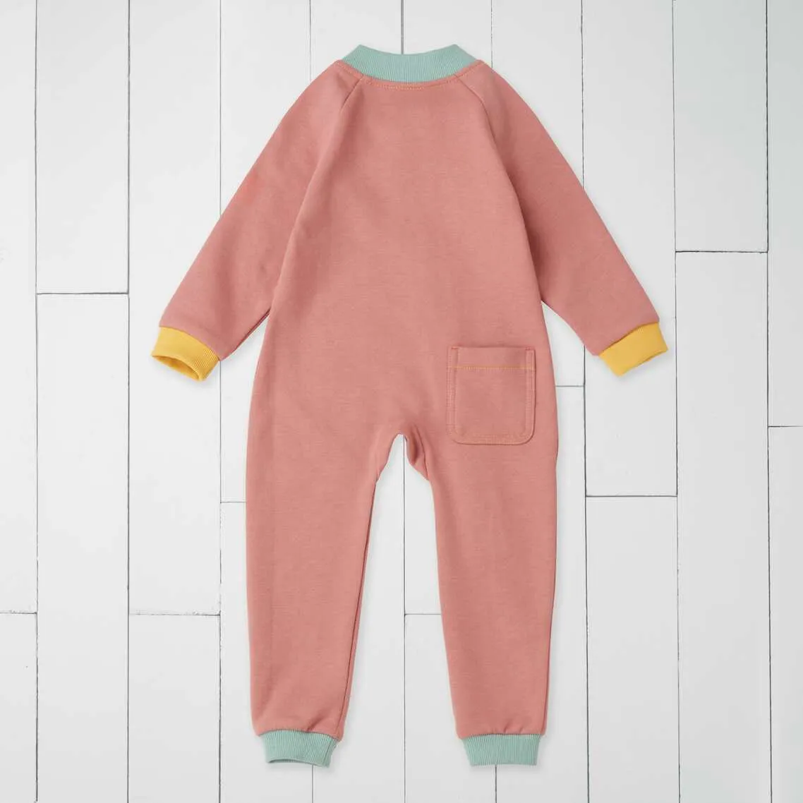 GRASS & AIR - Kids Adventure Onesie in Rose with contrast Zip